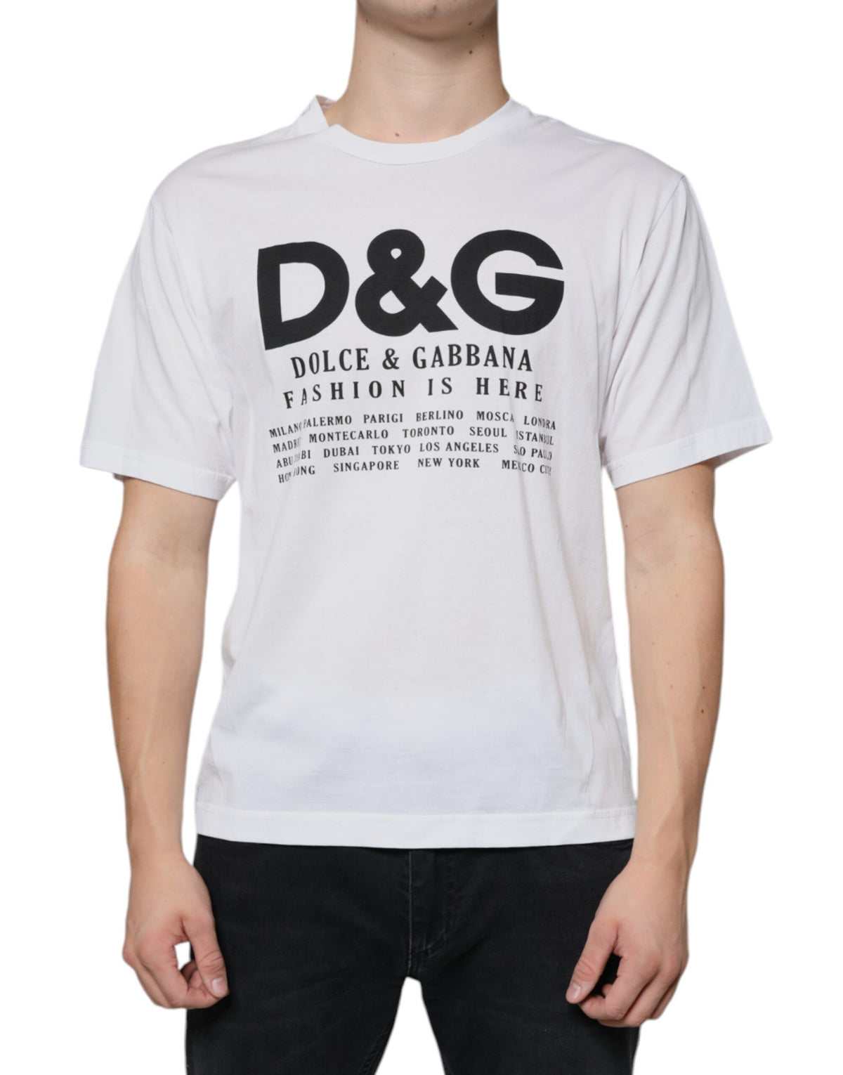 Dolce & Gabbana Weißes Baumwoll-T-Shirt mit DG Logo Print