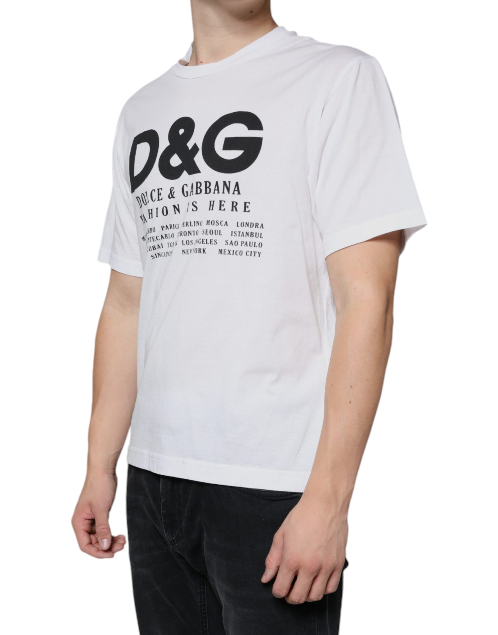 Dolce & Gabbana Weißes Baumwoll-T-Shirt mit DG Logo Print
