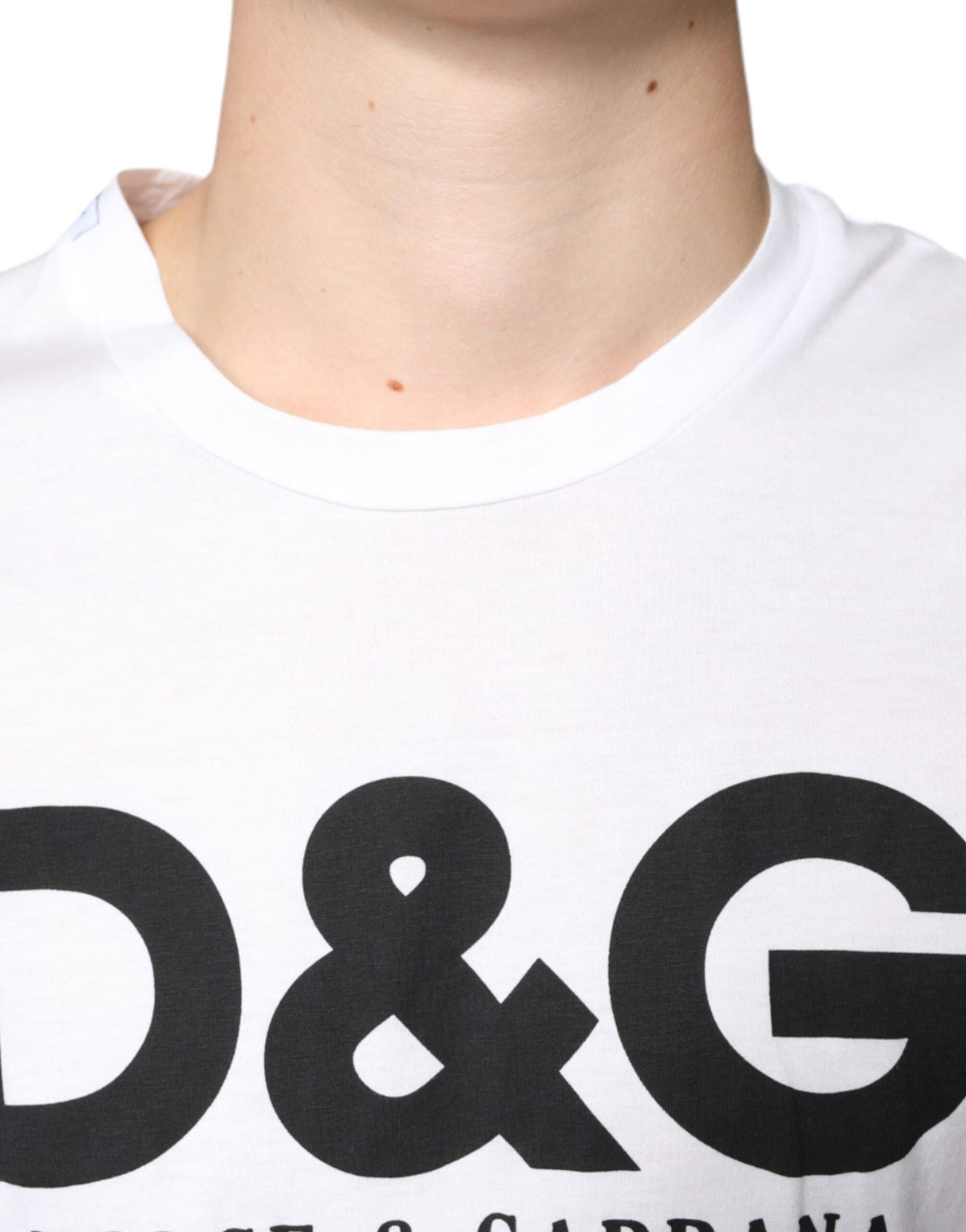 Dolce & Gabbana Weißes Baumwoll-T-Shirt mit DG Logo Print