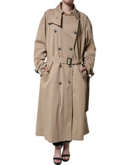 Dolce & Gabbana Khakifarbene zweireihige Trenchcoat-Jacke