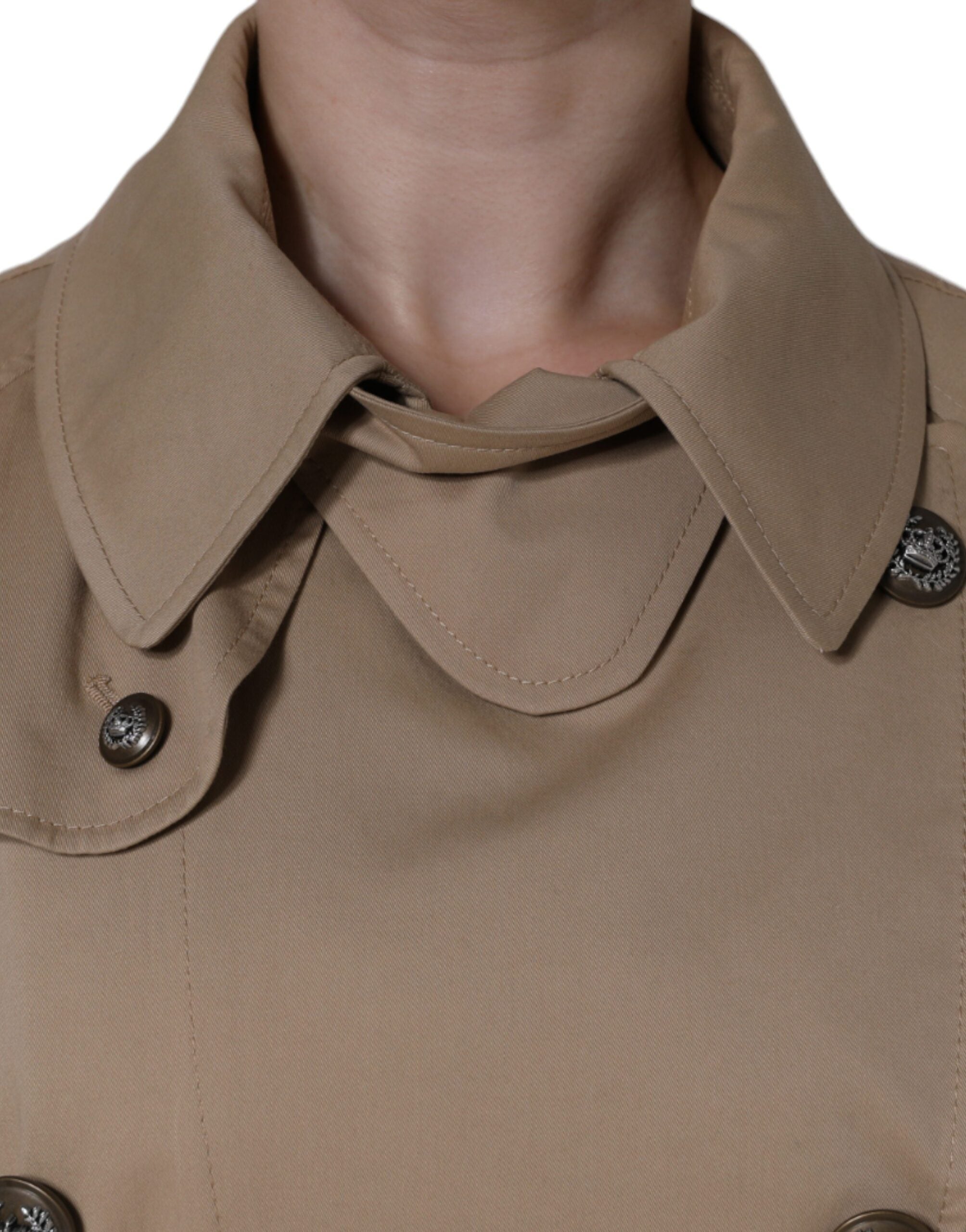Dolce & Gabbana Khakifarbene zweireihige Trenchcoat-Jacke