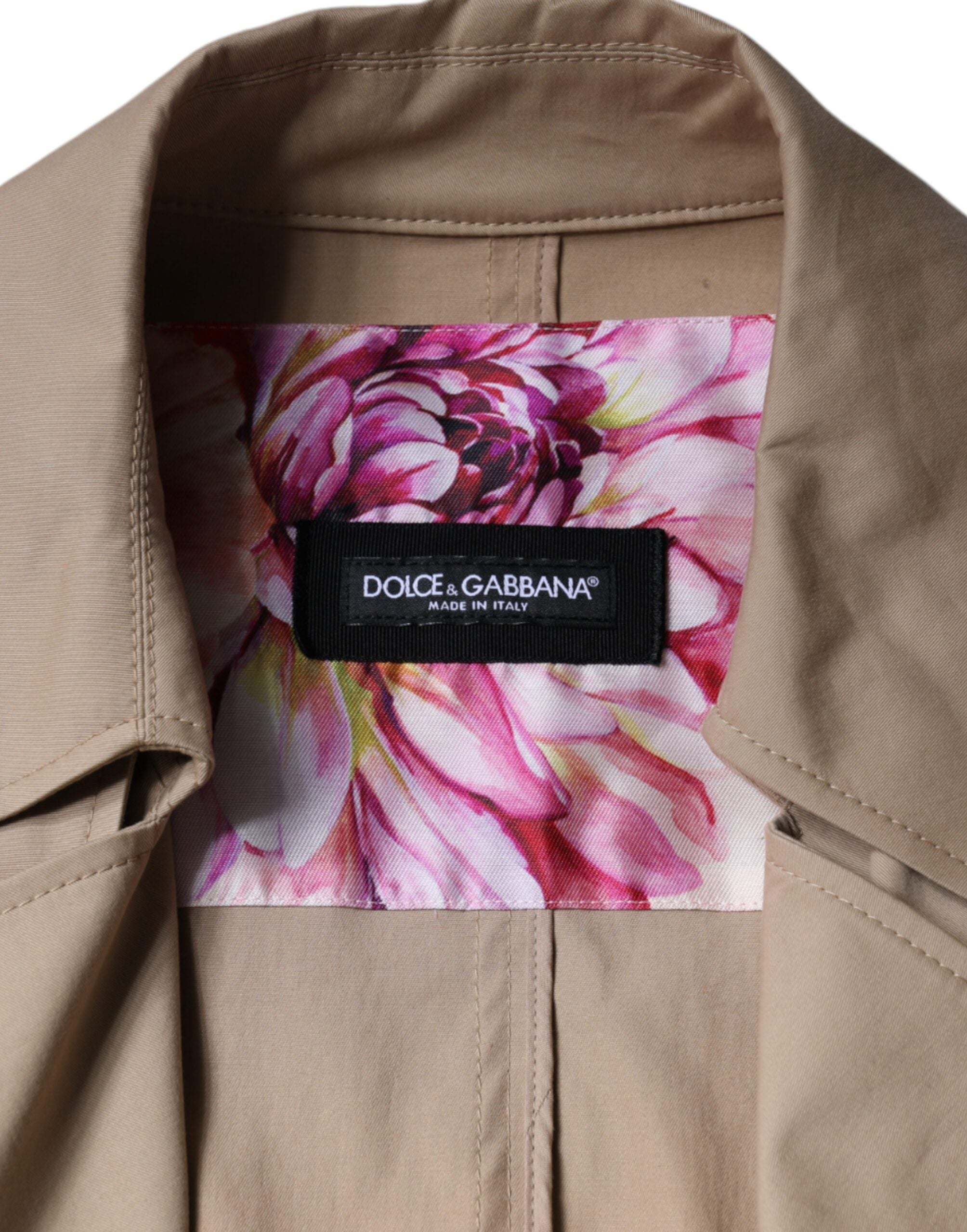 Dolce & Gabbana Khakifarbene zweireihige Trenchcoat-Jacke