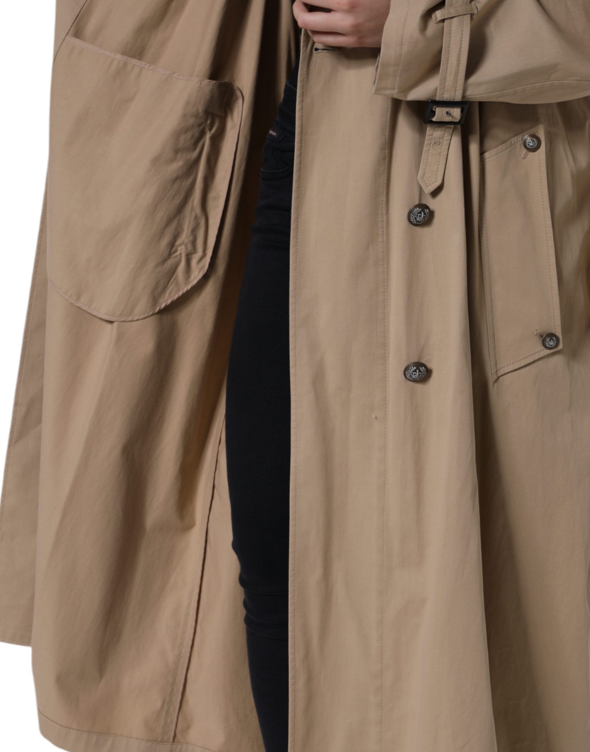 Dolce & Gabbana Khakifarbene zweireihige Trenchcoat-Jacke