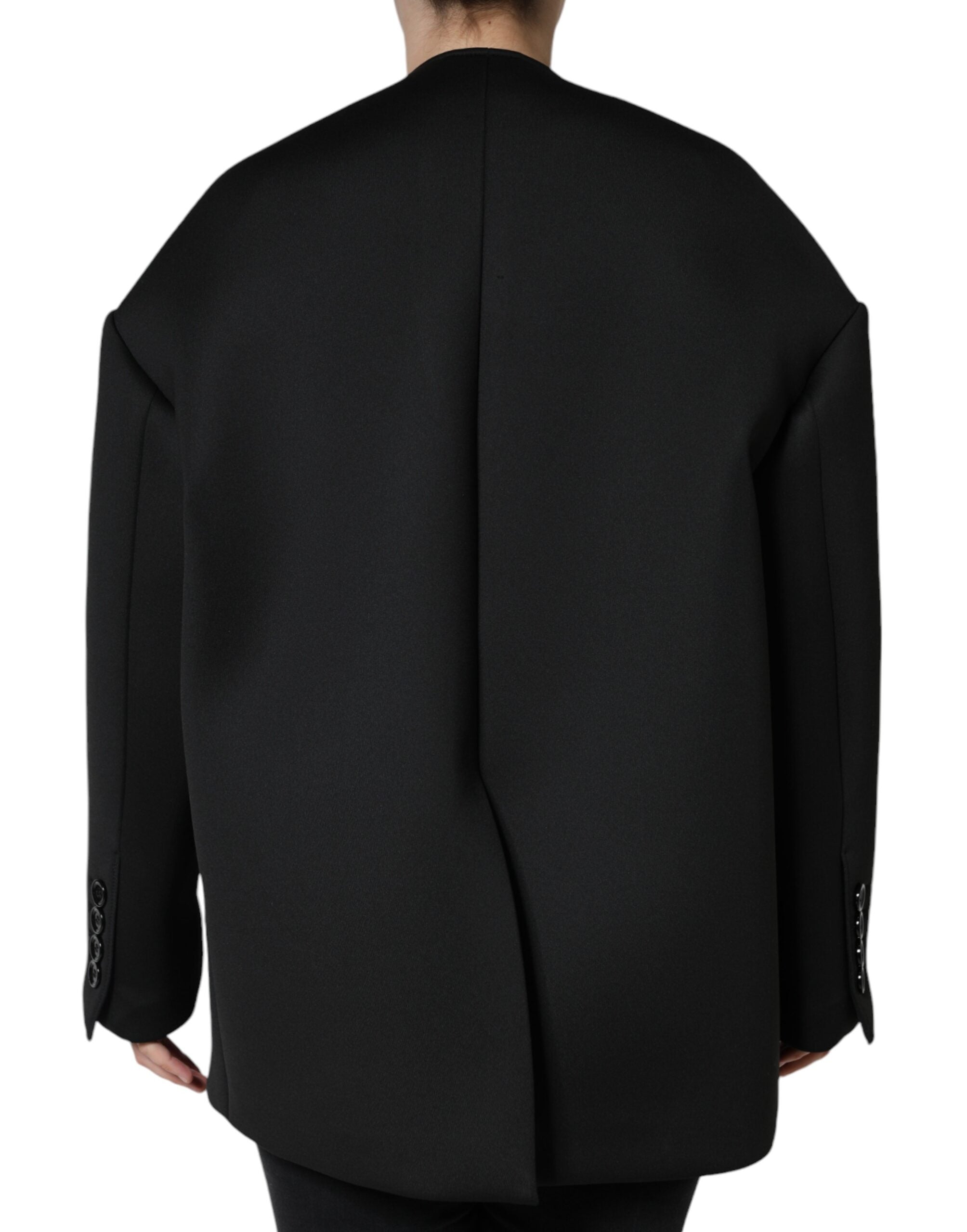 Dolce & Gabbana Schwarzer Doppelreihiger Mantel aus Polyester