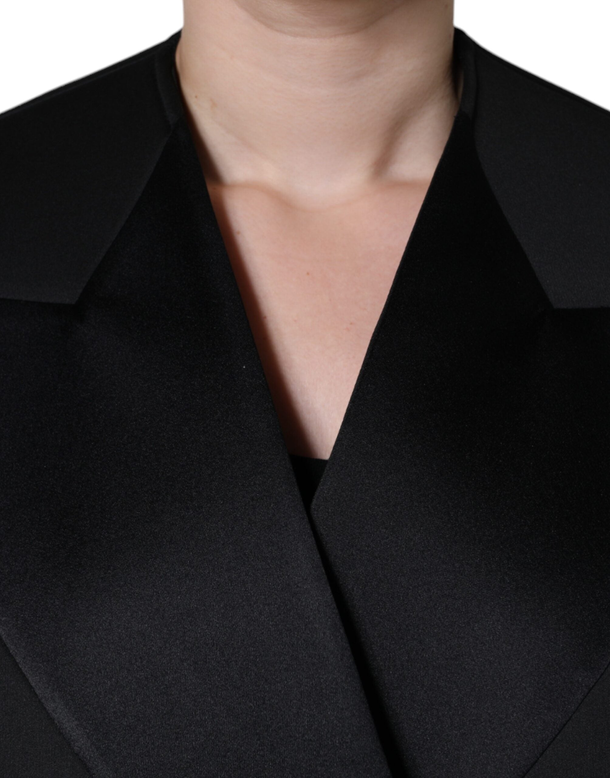 Dolce & Gabbana Schwarzer Doppelreihiger Mantel aus Polyester