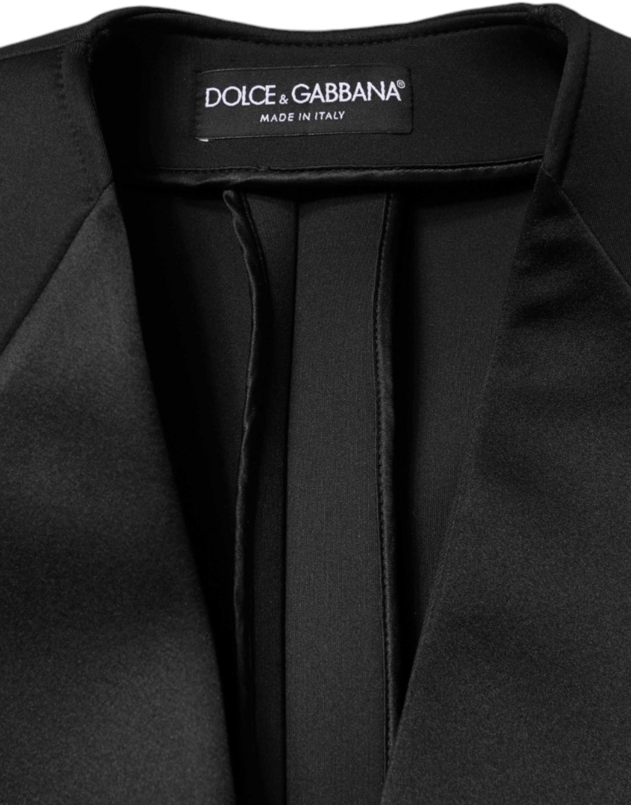 Dolce & Gabbana Schwarzer Doppelreihiger Mantel aus Polyester