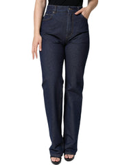 Dolce & Gabbana Dunkelblaue Baumwoll-Stretch-Jeans mit geradem Bein