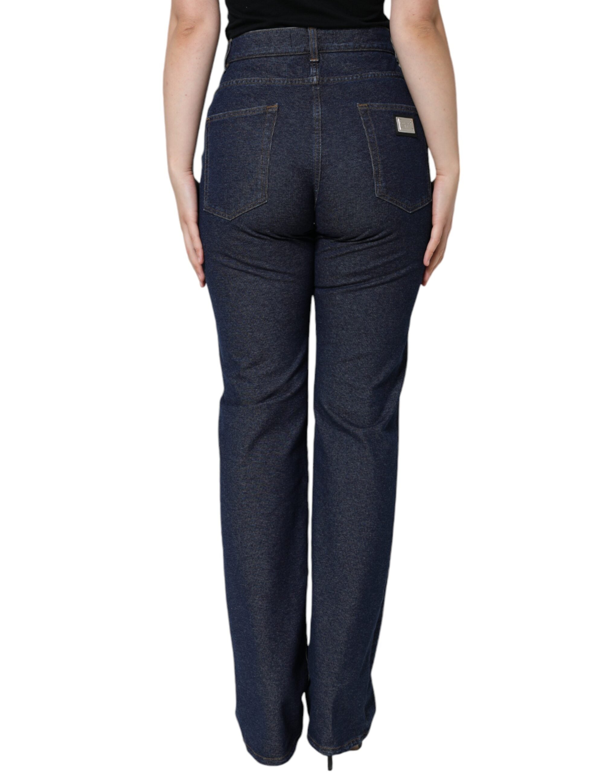 Dolce & Gabbana Dunkelblaue Baumwoll-Stretch-Jeans mit geradem Bein