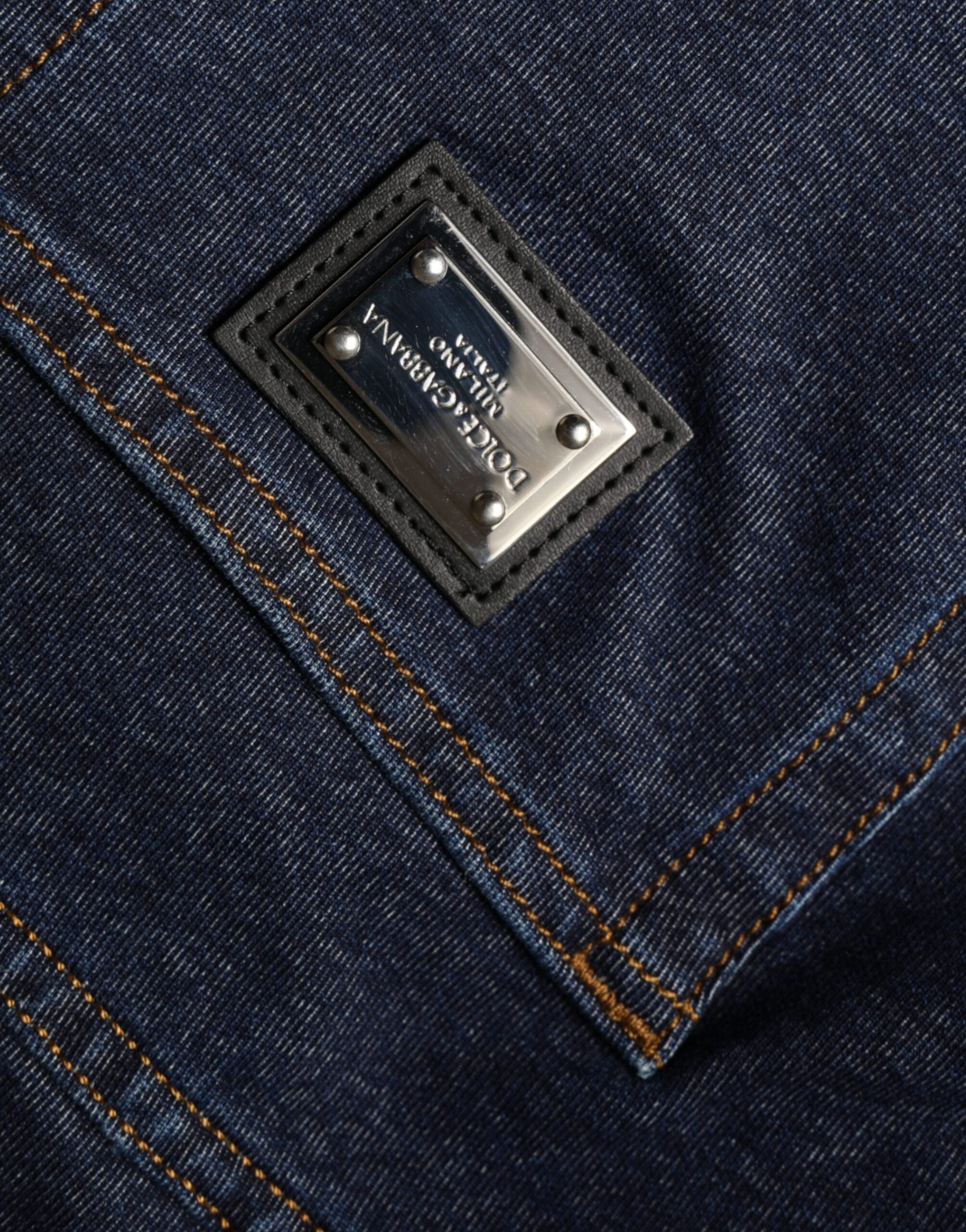 Dolce & Gabbana Dunkelblaue Baumwoll-Stretch-Jeans mit geradem Bein