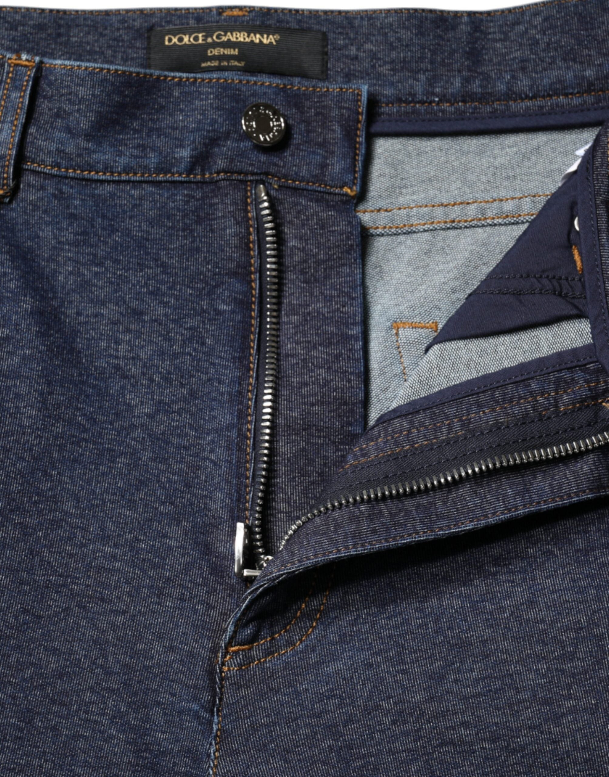 Dolce & Gabbana Dunkelblaue Baumwoll-Stretch-Jeans mit geradem Bein