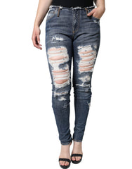 Dolce & Gabbana Blaue Jeans mit Used-Effekt aus Baumwoll-Stretch