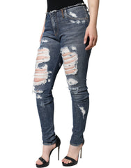 Dolce & Gabbana Blaue Jeans mit Used-Effekt aus Baumwoll-Stretch