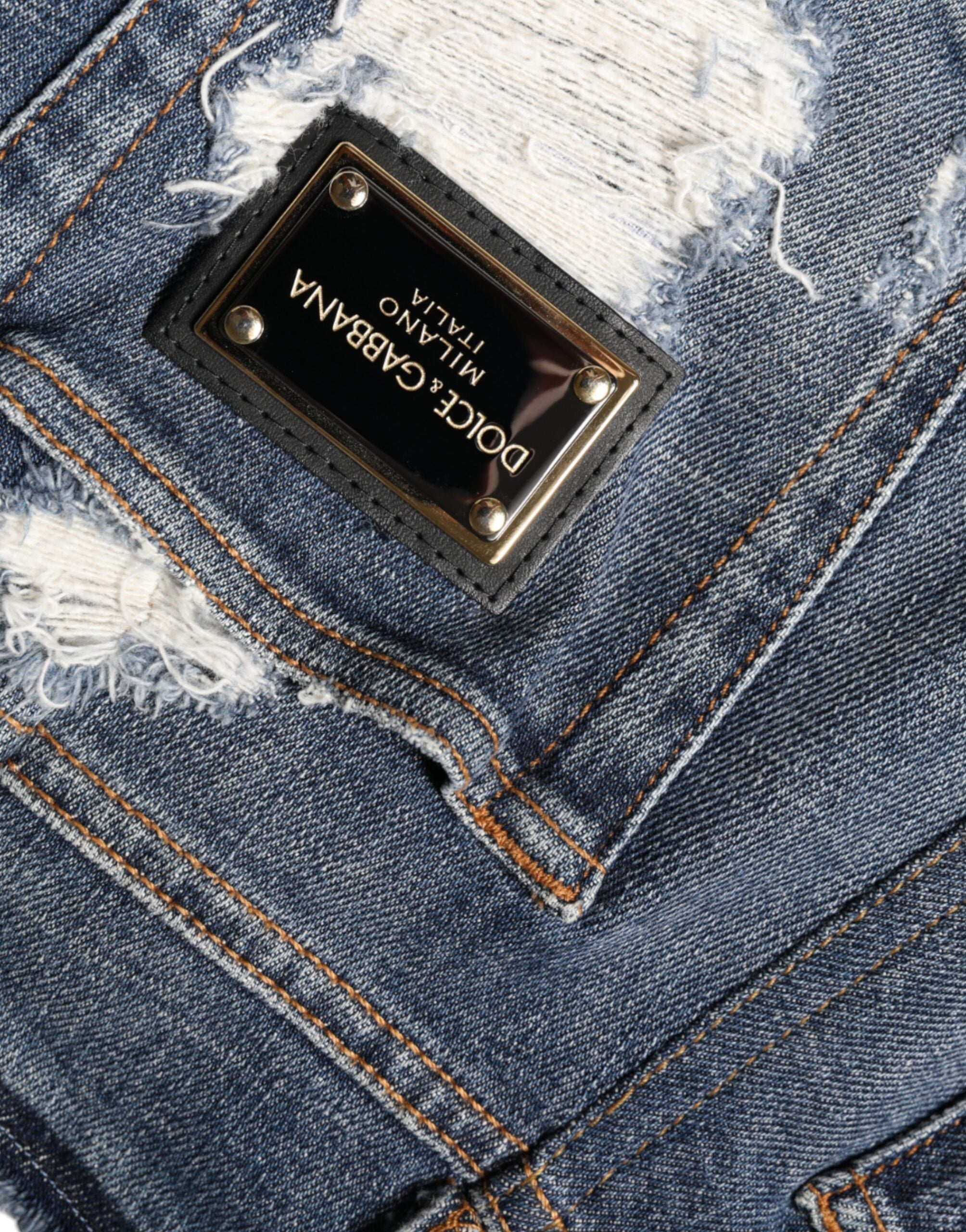 Dolce & Gabbana Blaue Jeans mit Used-Effekt aus Baumwoll-Stretch