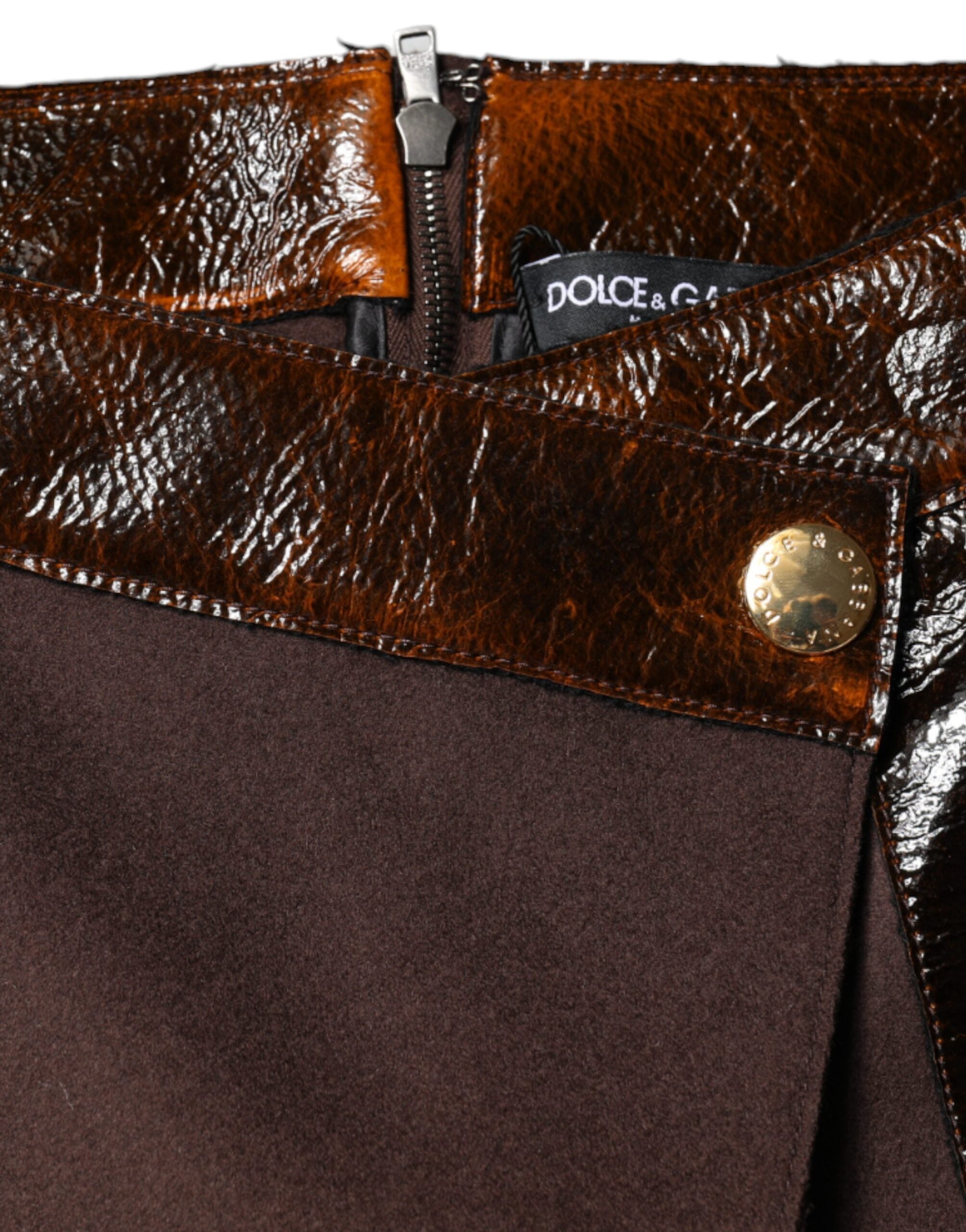 Dolce & Gabbana Brauner Minirock aus Schurwolle in A-Linie mit mittlerer Taille