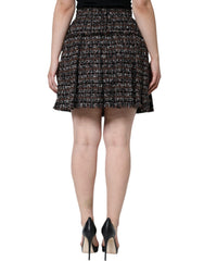 Dolce & Gabbana Mehrfarbiger hochtaillierter Minirock aus Tartan-Tweed in A-Linie