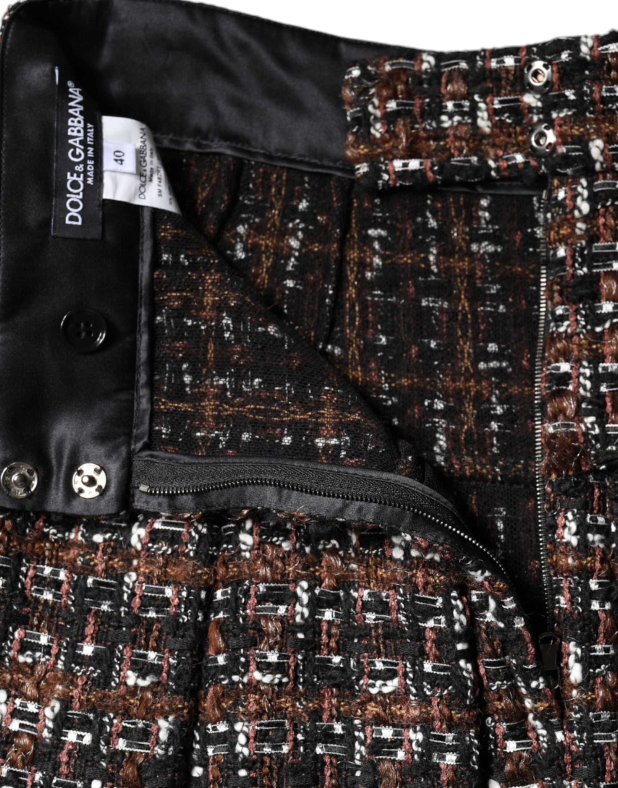 Dolce & Gabbana Mehrfarbiger hochtaillierter Minirock aus Tartan-Tweed in A-Linie