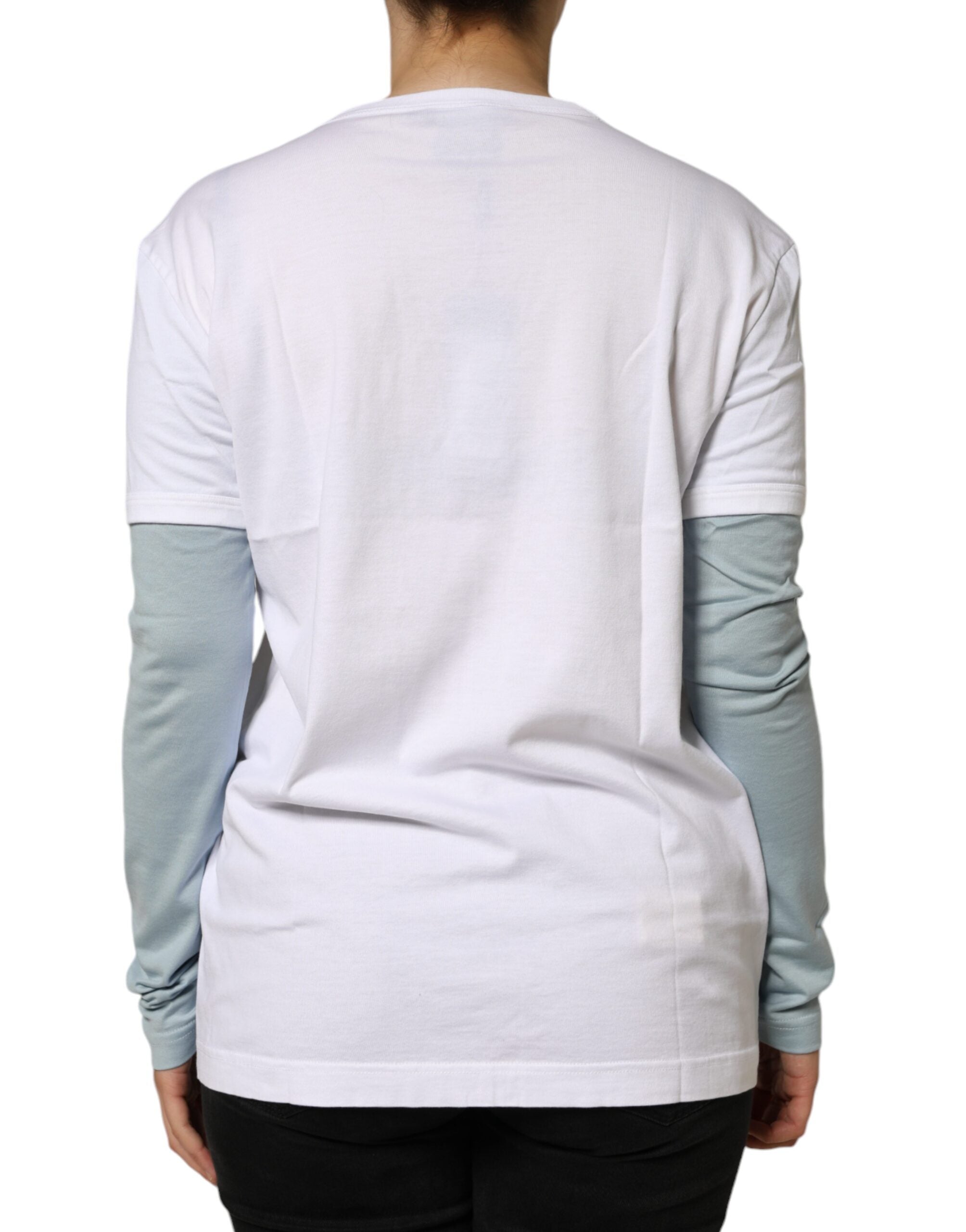 Dolce & Gabbana Weißes Baumwoll-T-Shirt mit Logo-Print und Rundhalsausschnitt