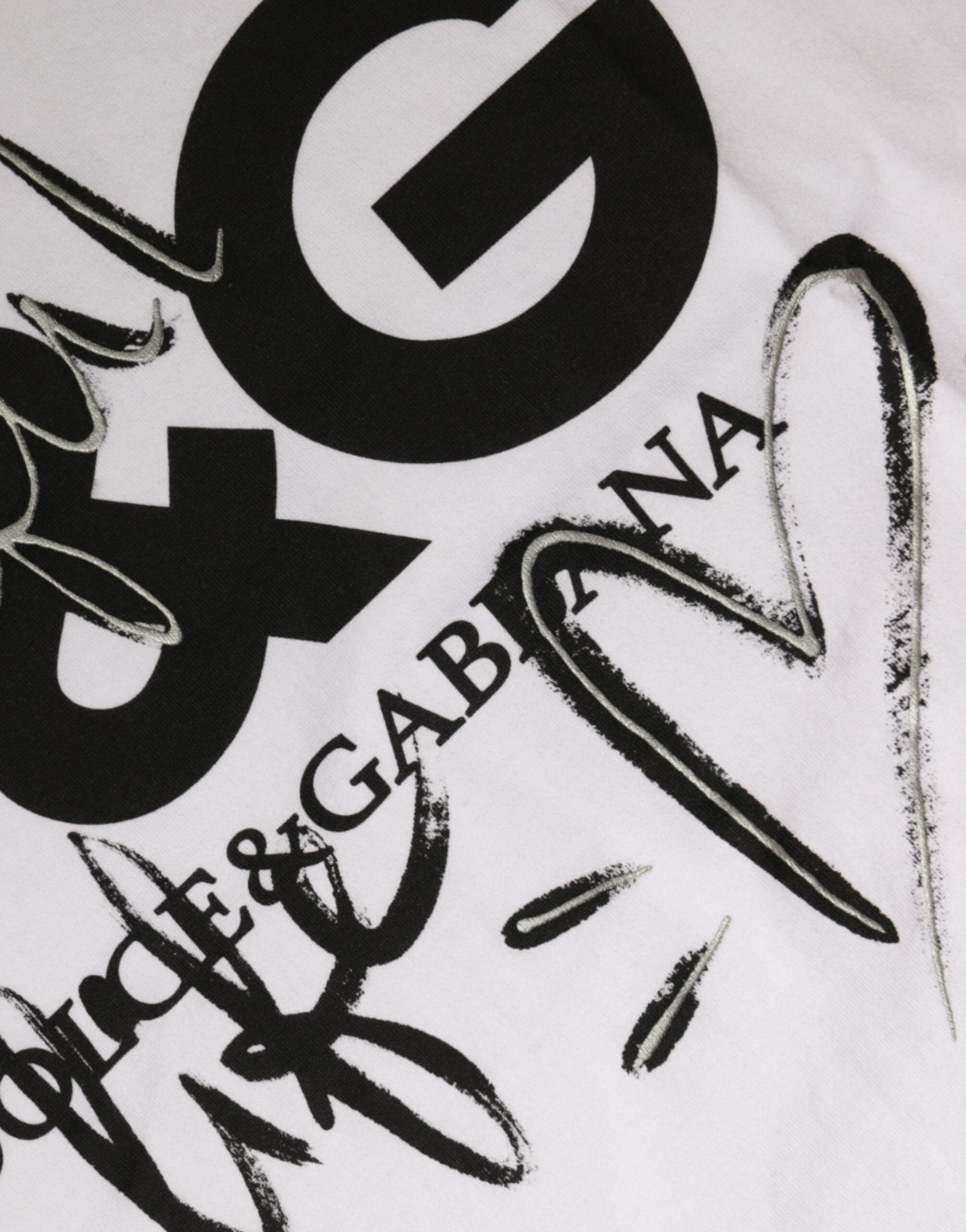 Dolce & Gabbana Weißes Baumwoll-T-Shirt mit Logo-Print und Rundhalsausschnitt