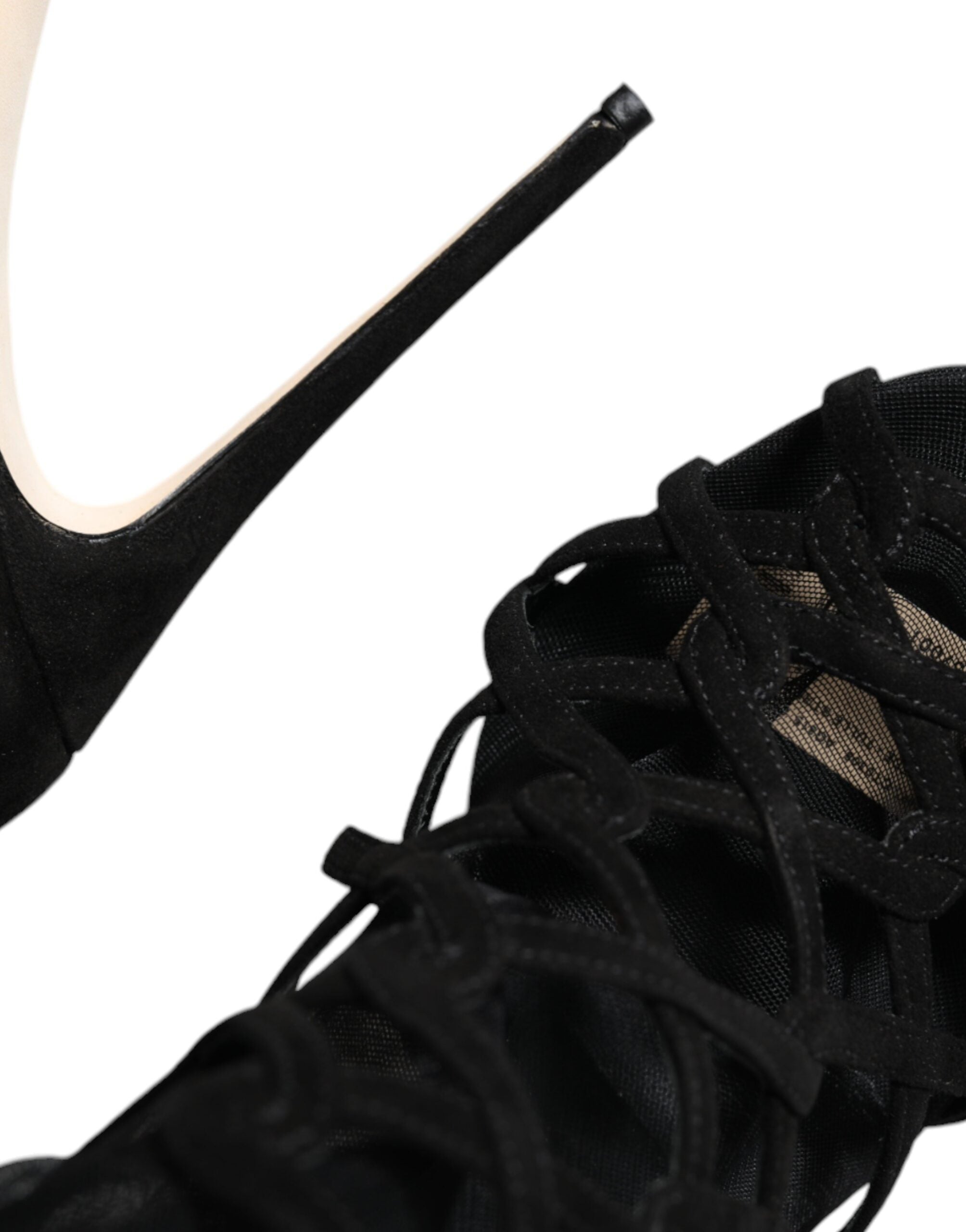 Dolce & Gabbana Schwarze Tüll Stretch High Heels Sandalen Schuhe
