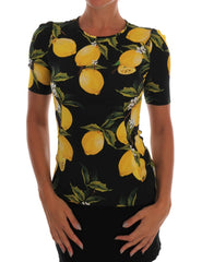Dolce & Gabbana Multicolor Citroen Zijden Stretch T-Shirt