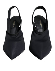 Dolce & Gabbana Zwarte Jersey Stretch Pumps met Open Hiel