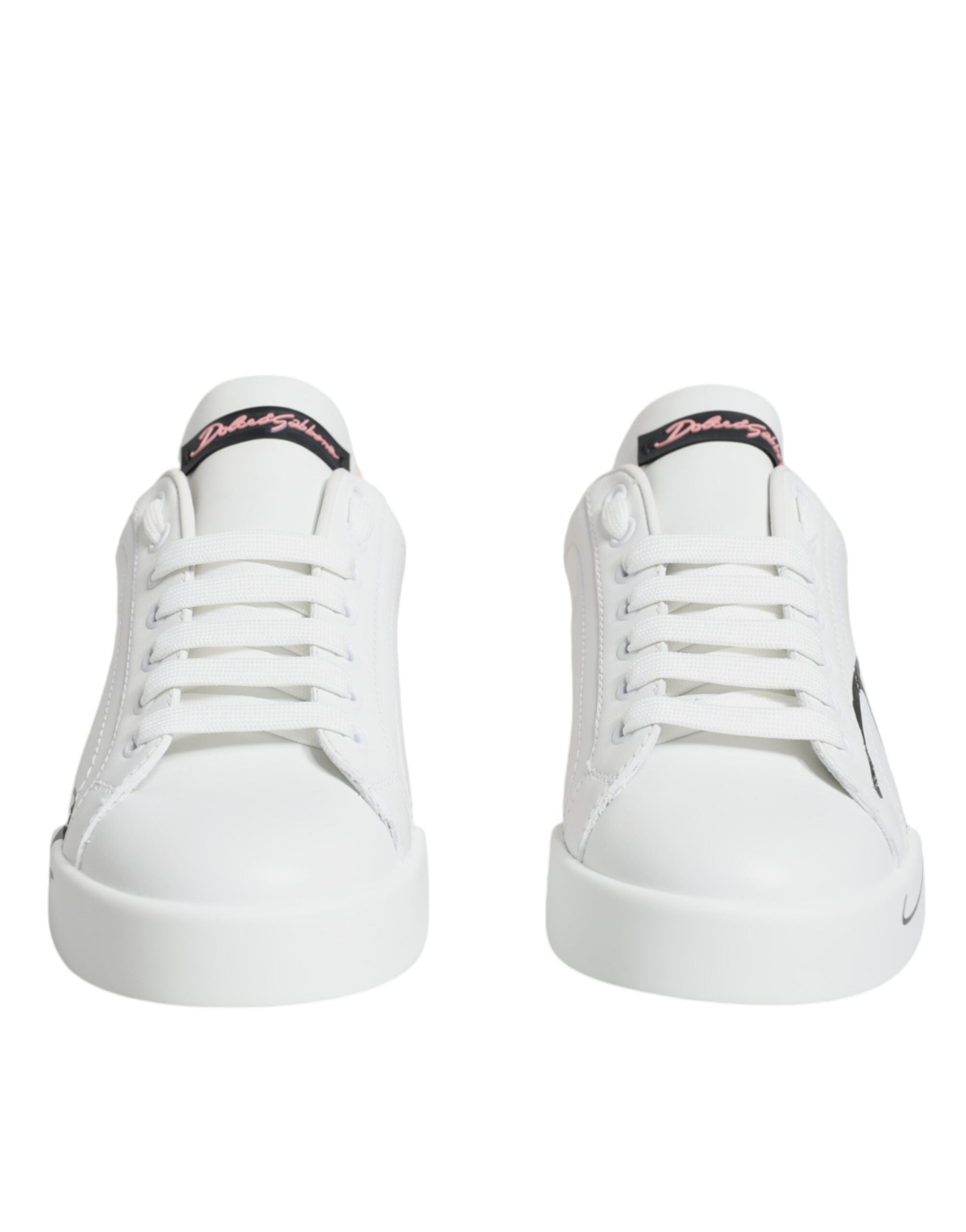 Dolce &amp; Gabbana Weiß Rosa Portofino Low Top Sneakers Schuhe