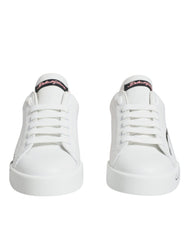 Dolce &amp; Gabbana Weiß Rosa Portofino Low Top Sneakers Schuhe