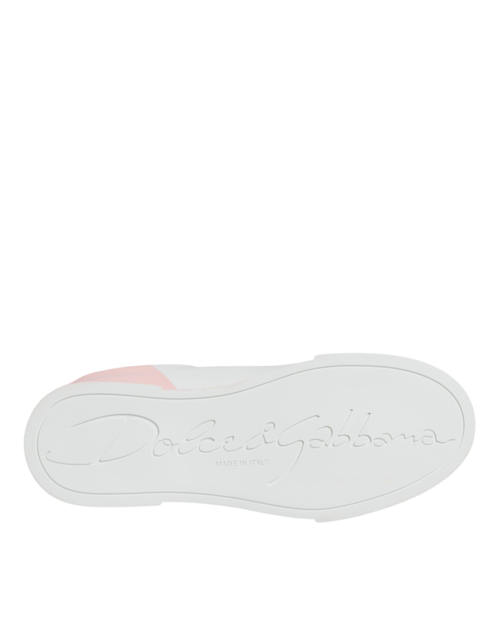 Dolce &amp; Gabbana Weiß Rosa Portofino Low Top Sneakers Schuhe