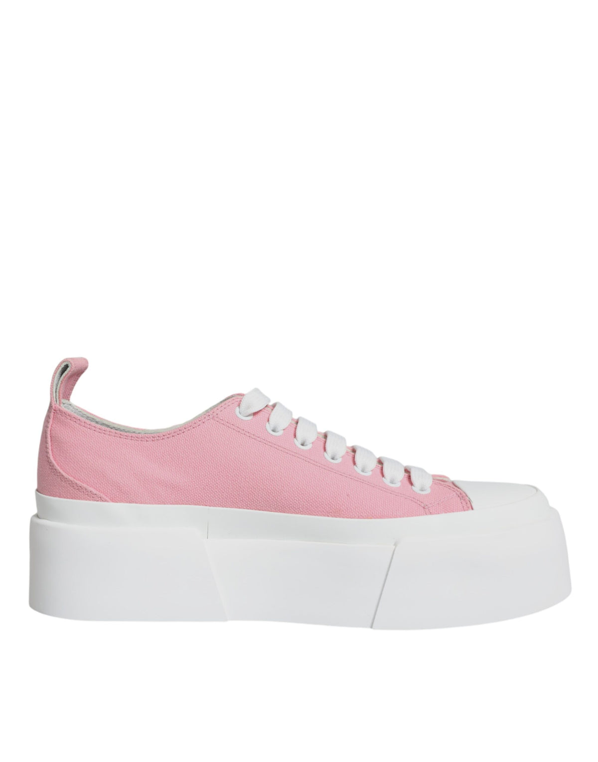 Dolce &amp; Gabbana Rosa Weiß Canvas Logo Low Top Sneakers Schuhe