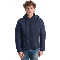 Roberto Pepe Luxe Blauwe Gewatteerde Herenjas van Polyamide