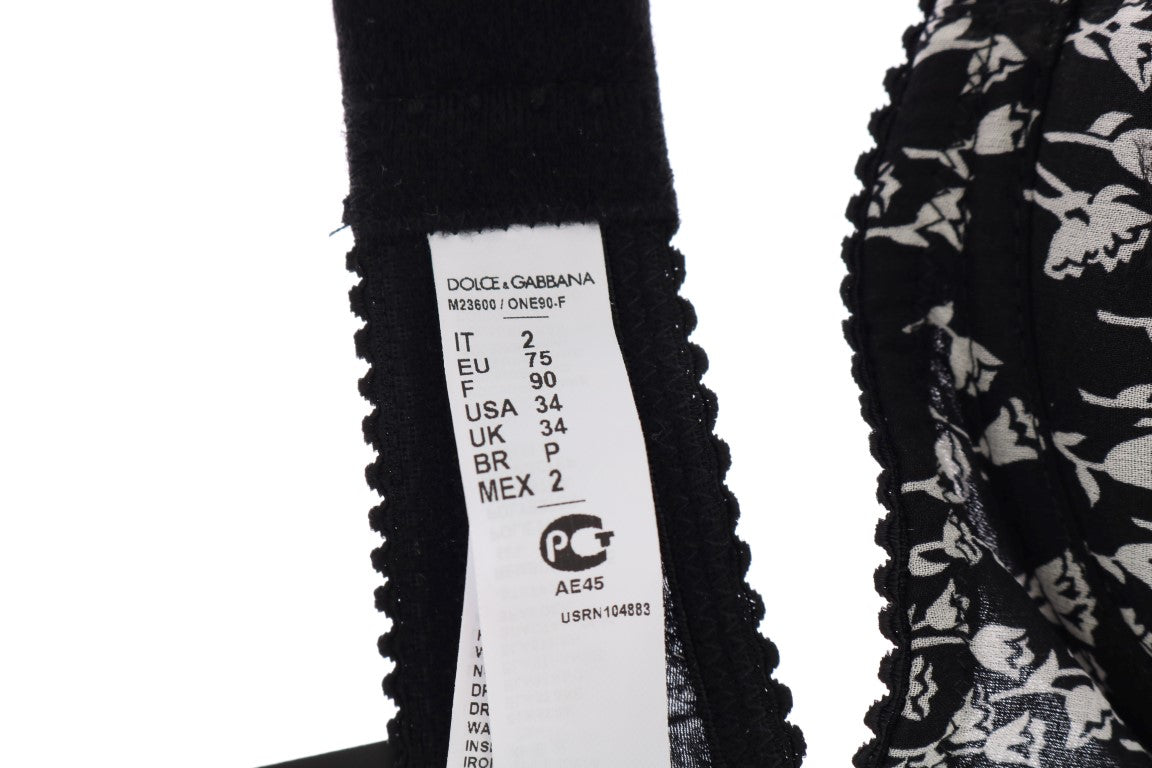 Dolce & Gabbana Schwarzer Seiden-BH mit weißer Spitze und Stretchanteil