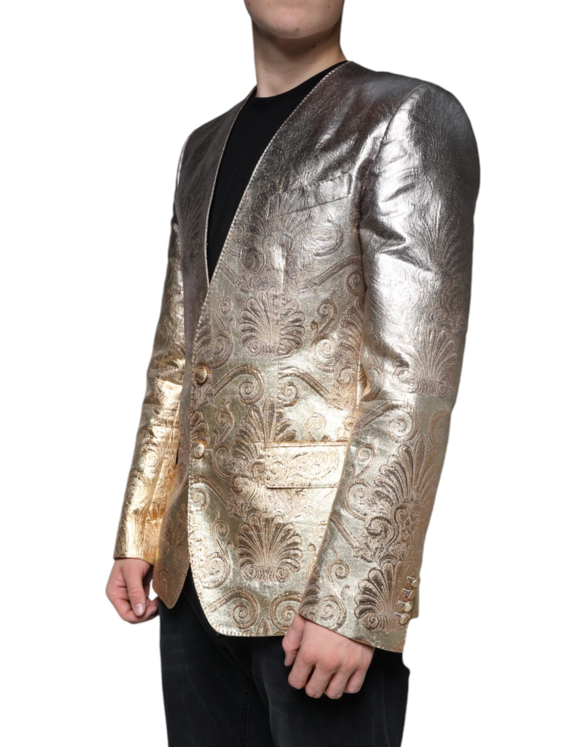 Dolce & Gabbana Gouden Jacquard Single Breasted Jurkblazer