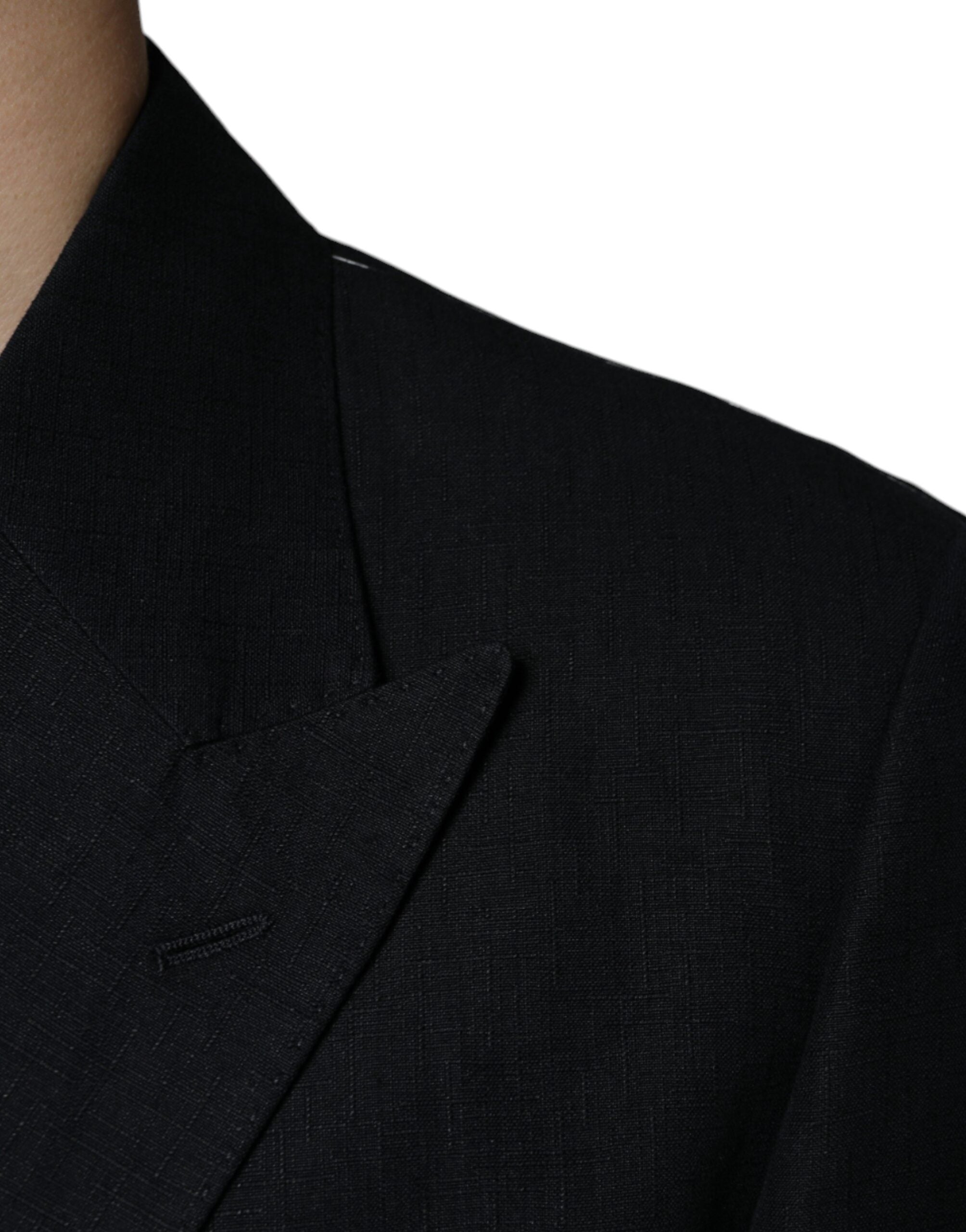 Dolce &amp; Gabbana – Zweireihiger Blazer aus schwarzem Leinen