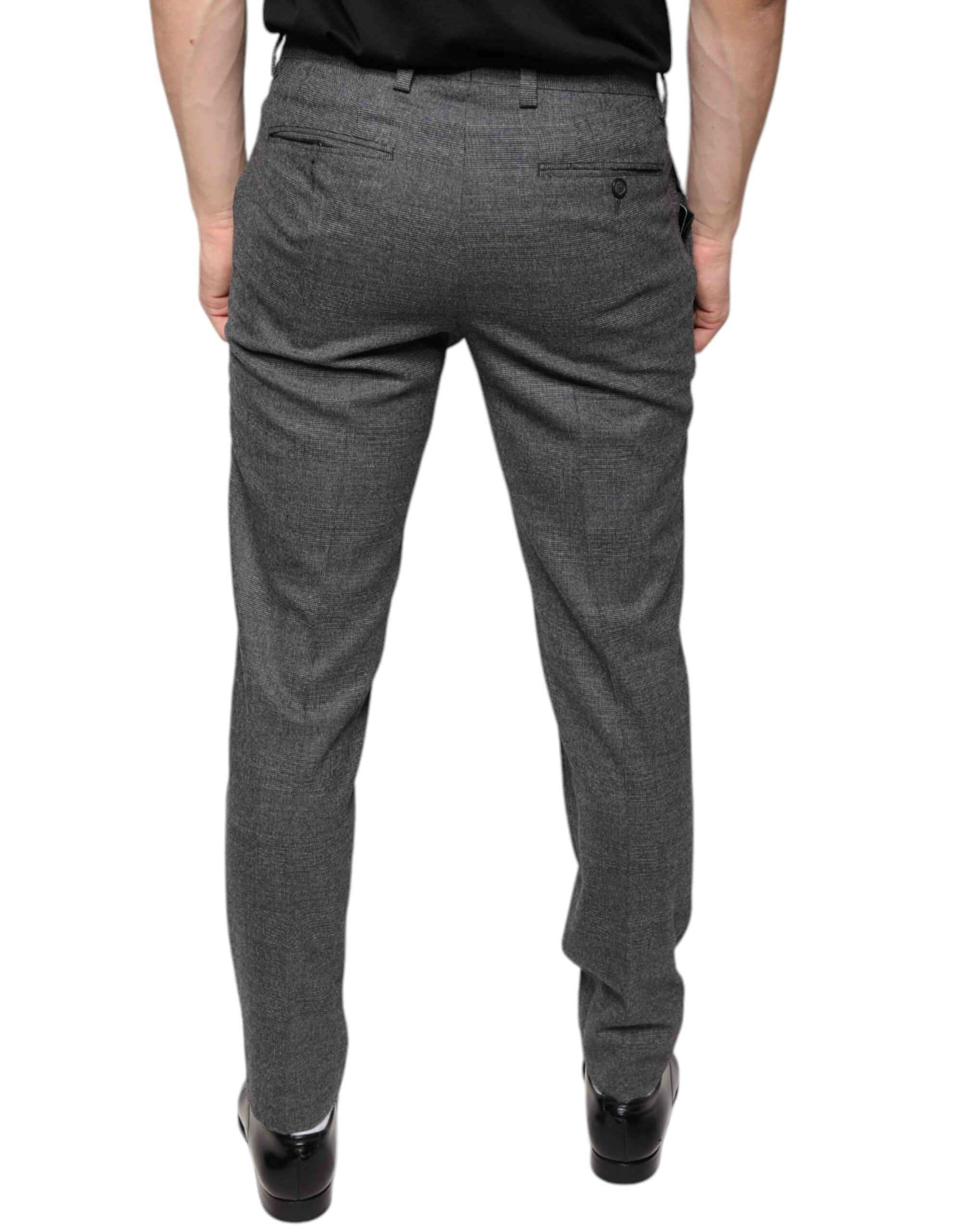 Dolce &amp; Gabbana Grau karierte Skinny-Hose aus Wolle im Tartan-Stil