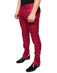 Dolce & Gabbana Roze Geruite Wollen Skinny Broek