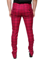 Dolce & Gabbana Roze Geruite Wollen Skinny Broek