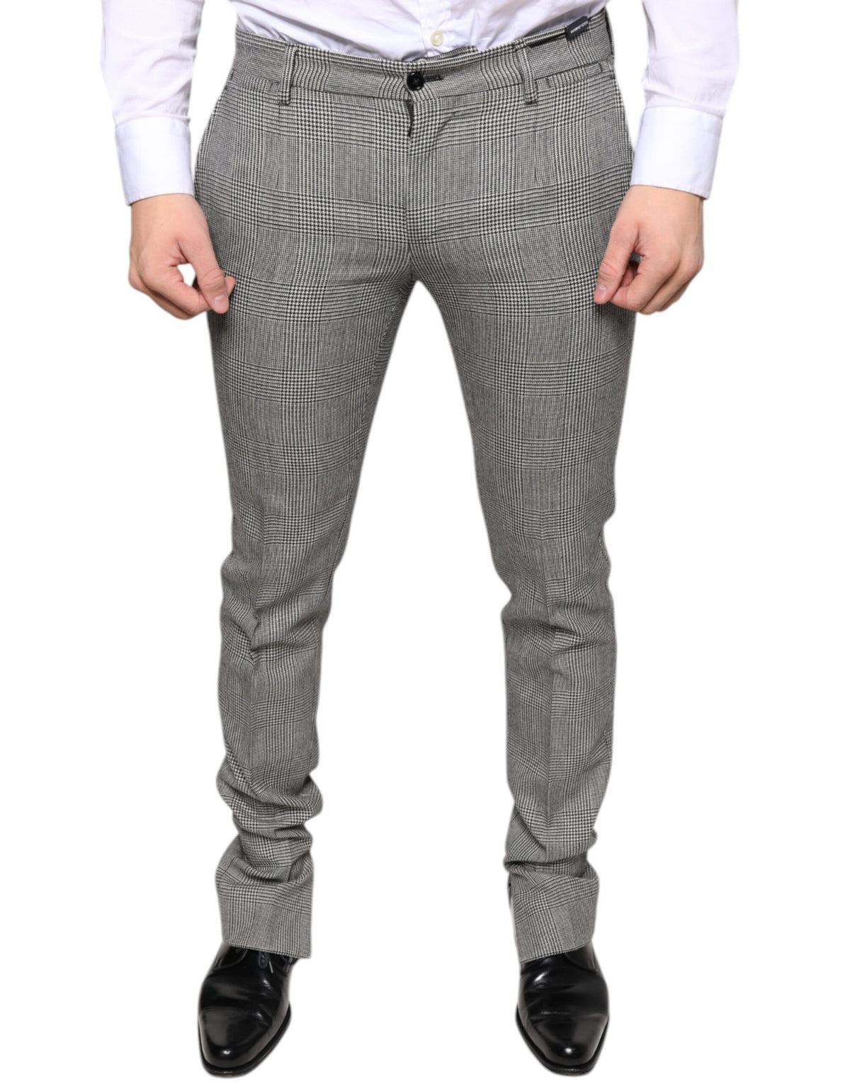Dolce &amp; Gabbana Grau karierte Skinny-Hose aus Wolle im Tartan-Stil
