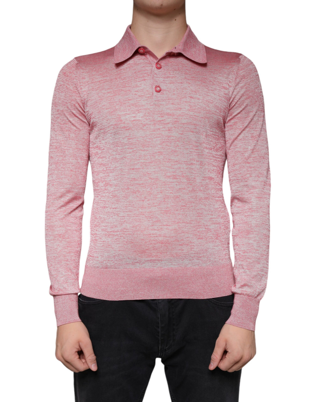 Dolce & Gabbana Rosa Polyester Langarm Herren Poloshirt