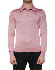 Dolce & Gabbana Rosa Polyester Langarm Herren Poloshirt