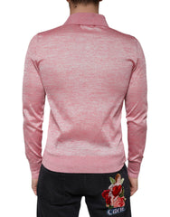 Dolce & Gabbana Rosa Polyester Langarm Herren Poloshirt