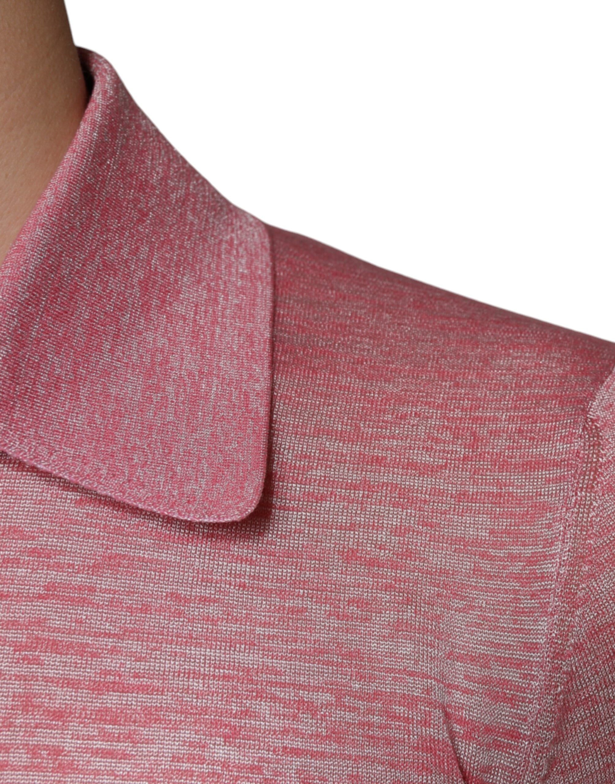 Dolce & Gabbana Rosa Polyester Langarm Herren Poloshirt