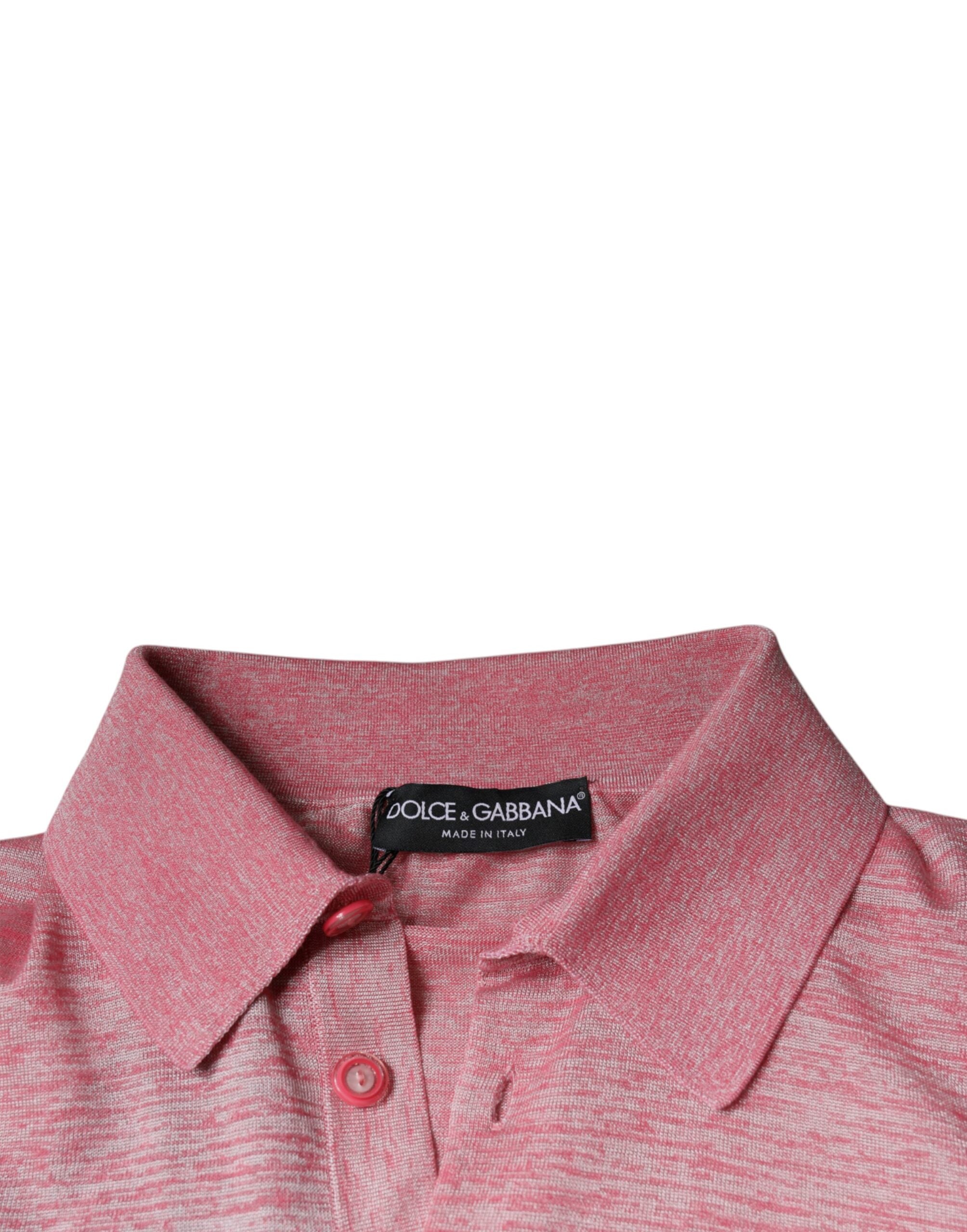 Dolce & Gabbana Rosa Polyester Langarm Herren Poloshirt