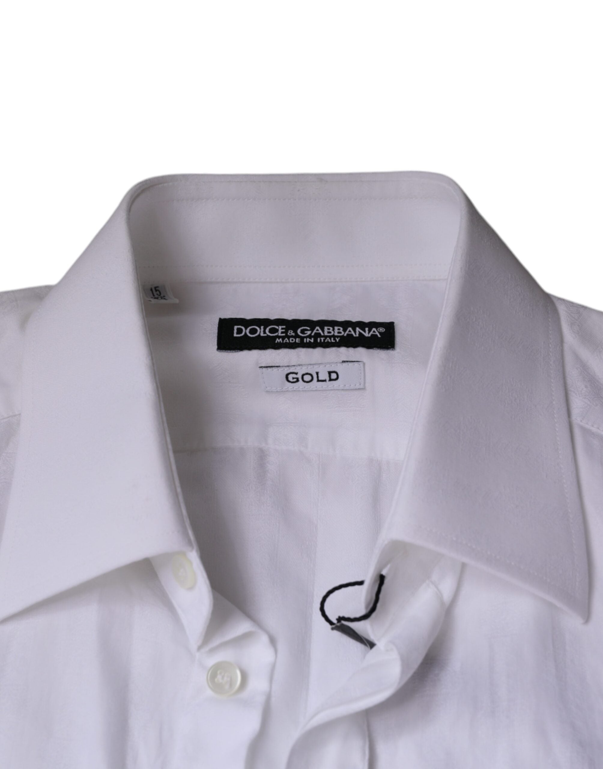 Dolce &amp; Gabbana Weißes Baumwollhemd für Herren in GOLD