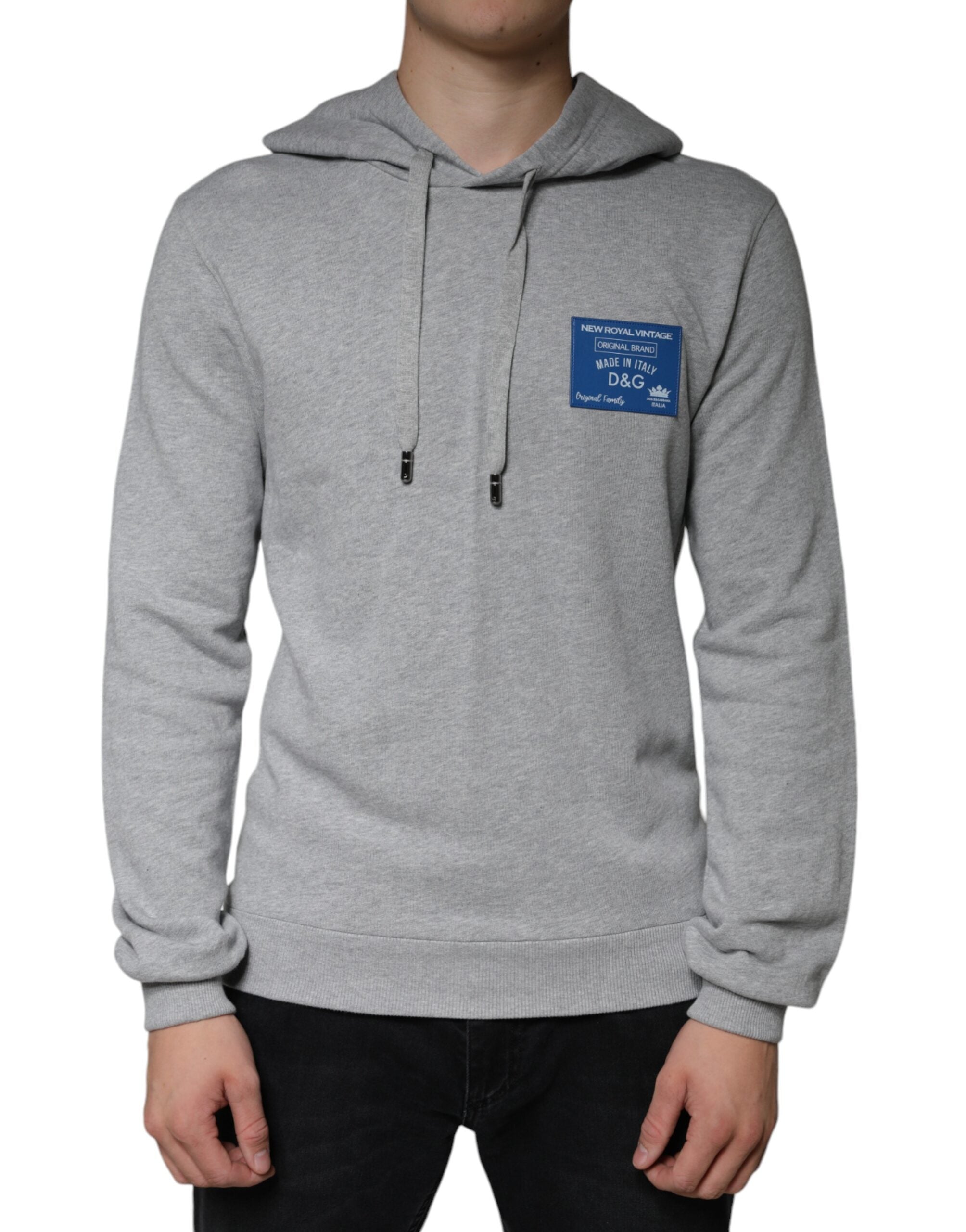 Dolce & Gabbana Grauer Kapuzenpullover aus Baumwolle mit Logo