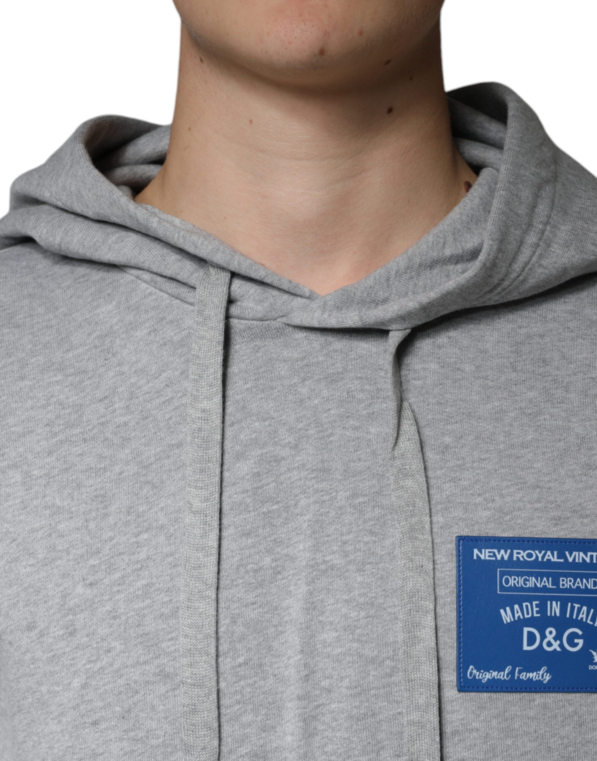 Dolce & Gabbana Grauer Kapuzenpullover aus Baumwolle mit Logo