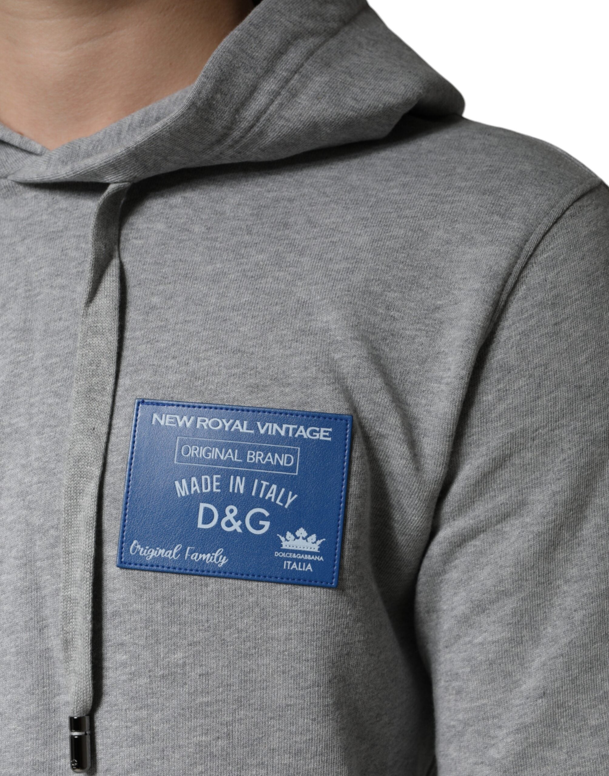 Dolce & Gabbana Grauer Kapuzenpullover aus Baumwolle mit Logo