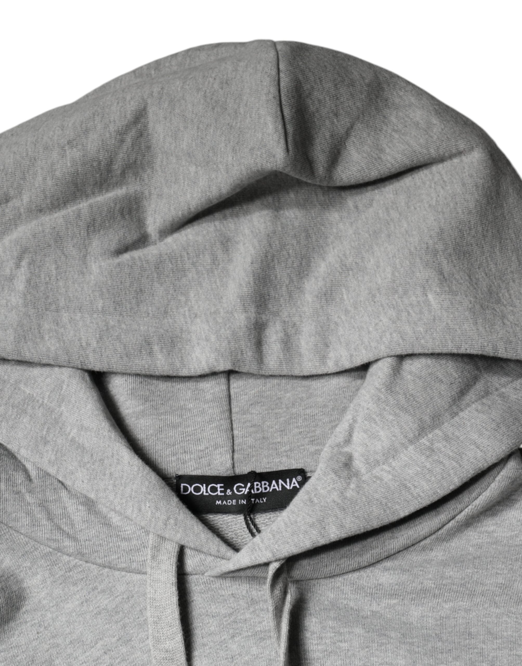 Dolce & Gabbana Grauer Kapuzenpullover aus Baumwolle mit Logo
