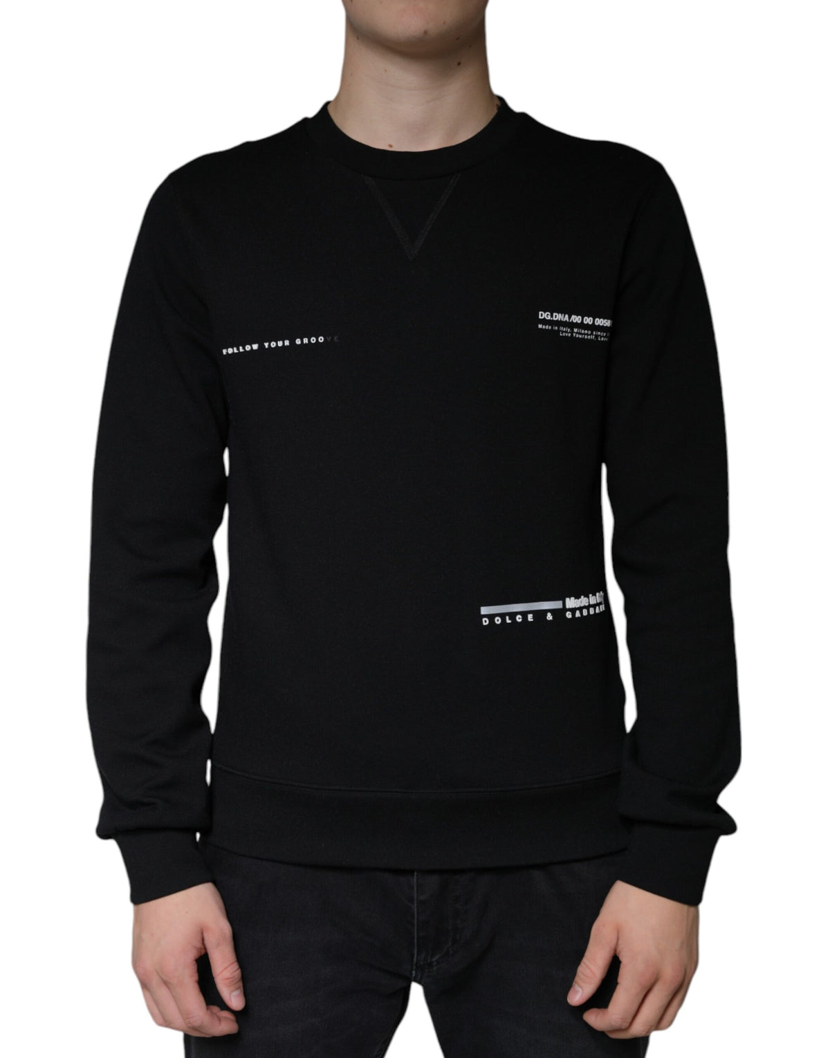 Dolce & Gabbana Schwarzes Crewneck-Sweatshirt mit Logo-Print