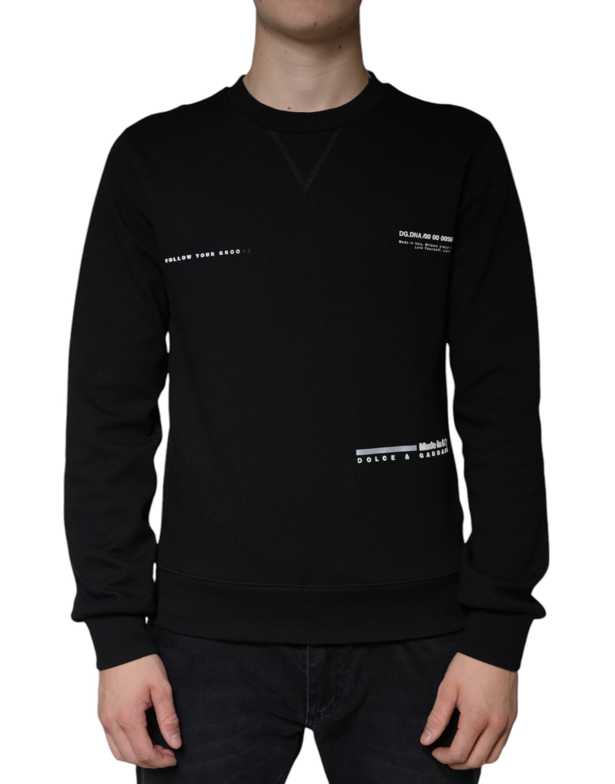 Dolce & Gabbana Schwarzes Crewneck-Sweatshirt mit Logo-Print