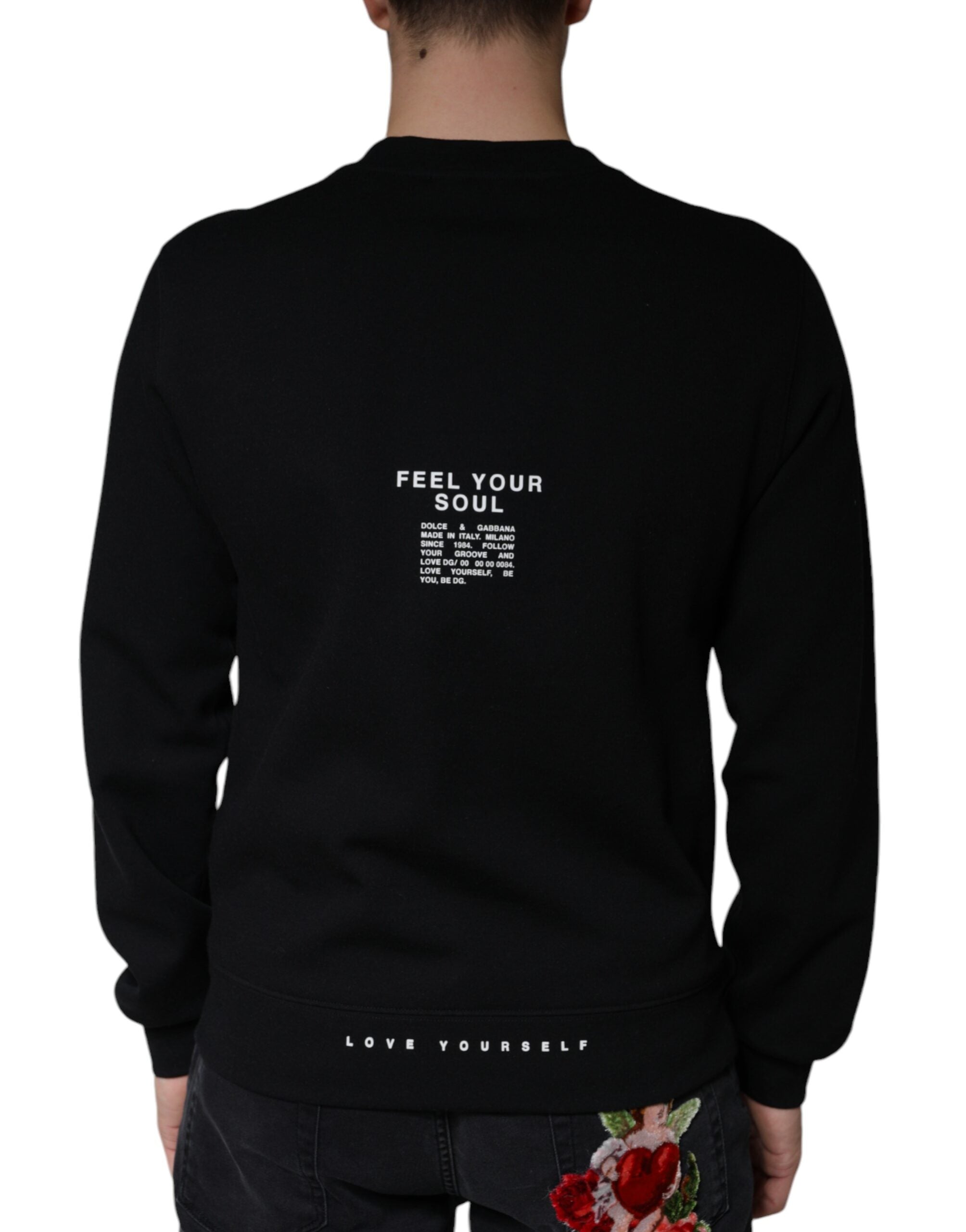 Dolce & Gabbana Schwarzes Crewneck-Sweatshirt mit Logo-Print